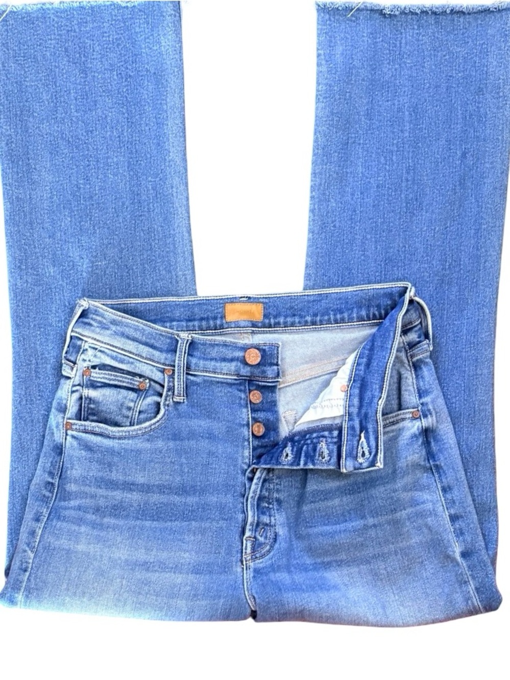 MOTHER The Tripper Ankle Fray Denim Jean in Layover Mid Blue Wash Size 28 - Picture 4 of 11